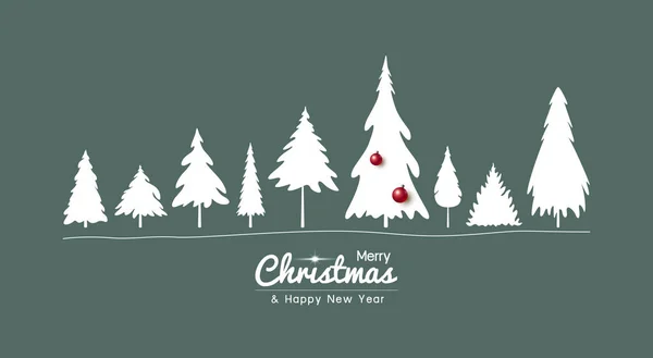 Різдво Щасливий Новорічний Дизайн Сосни Зеленому Фоні Векторні Ілюстрації — стоковий вектор