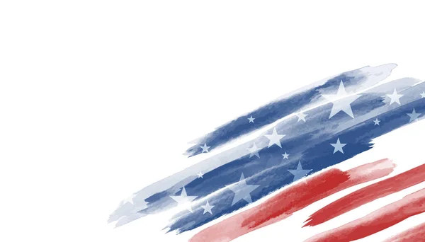Beyaz Arka Planda Suluboya Amerikan Bayrağı Amerika Birleşik Devletleri Vektör — Stok Vektör