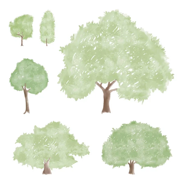 Aquarell Baum Auf Weißem Hintergrund Vektor Illustration — Stockvektor