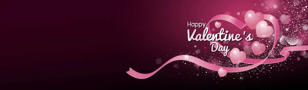 Valentine Day Design Coeur Ruban Avec Illustration Vectorielle Concept Amour — Image vectorielle