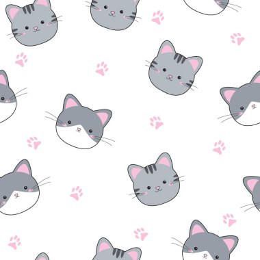 Beyaz arkaplan vektör illüstrasyonunda kedisiz desen