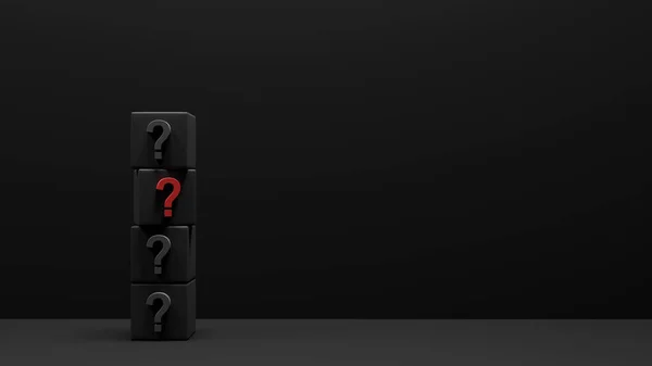 Black Cube Sign Question Mark Render — Stock Photo, Image
