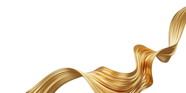Abstract Golden Luxury Wave White Background Copy Space Render — Stock Photo, Image