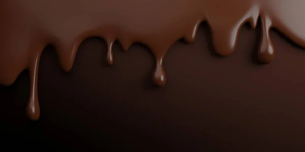 Geschmolzene Schokolade Auf Braunem Hintergrund Mit Renderer Aus Dem Kopierraum — Stockfoto