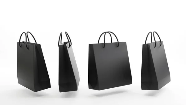 Black Shopping Bag Isolated White Background Render — Stock Photo, Image