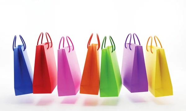 Colorful Shopping Bag Isolated White Background Render — Stock Photo, Image