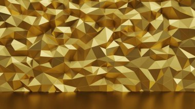 Altın metal duvar düşük polyester arka plan 3d oluşturucu