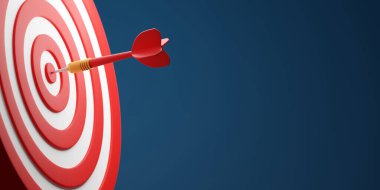 Dart tahtasının mavi zemin üzerinde kırmızı dart olan konsept tasarımını hedefle