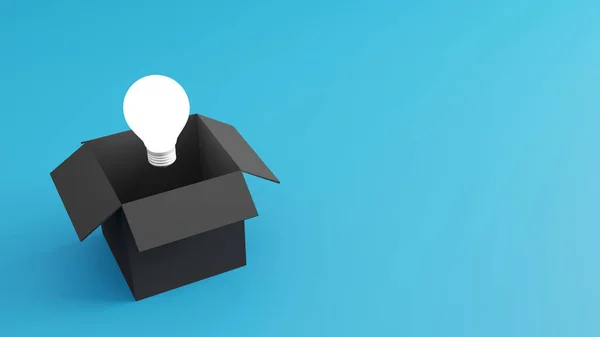 Think Box Concept Design Box Lightbulb Render — ストック写真