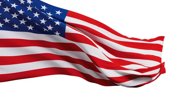 Amerikaanse Vlag Geïsoleerd Witte Achtergrond Render — Stockfoto