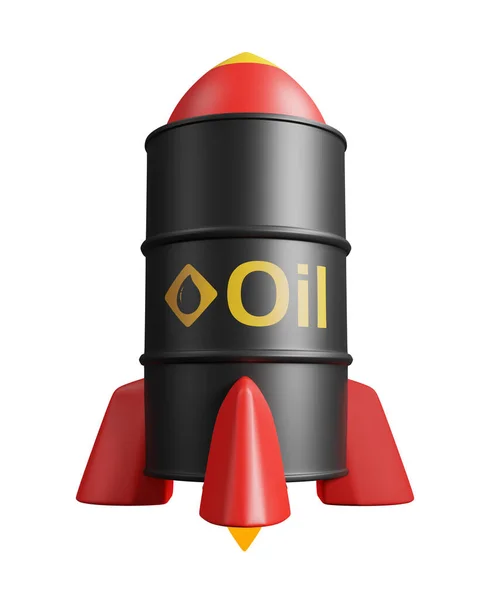 Rohölpreis Konzept Design Der Barrel Rakete Isoliert Auf Weißem Hintergrund — Stockfoto