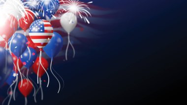 4 Temmuz Bağımsızlık Günü Amerikan bayraklı balonun pankart tasarımı