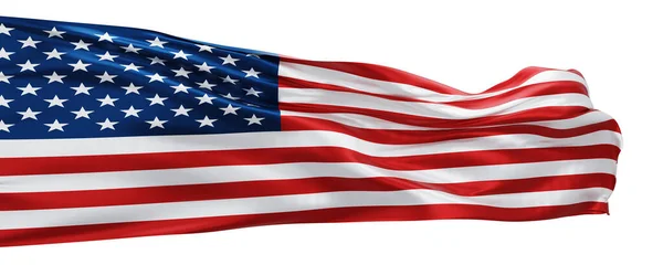 白地に隔離されたアメリカ国旗又はアメリカ国旗3Dレンダリング — ストック写真