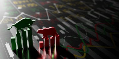 Bullish ve Bearish borsası 3D görüntüleme