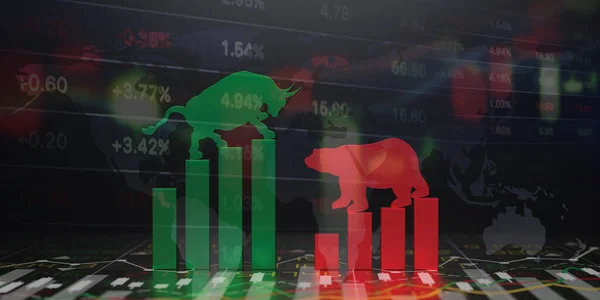 Bullish Bearish Stock Market Render — Zdjęcie stockowe