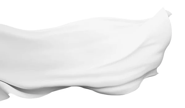 White Cloth Flying Wind Isolated White Background Render — Stock Photo, Image