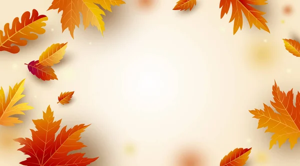Φθινόπωρο Αφήνει Φόντο Banner Αντίγραφο Διανυσματική Απεικόνιση Χώρο — Διανυσματικό Αρχείο