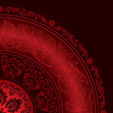 vintage yuvarlak desenler ile kırmızı dekoratif çerçeve