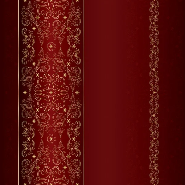 Oro rojo floral vintage patrón sin costuras — Vector de stock