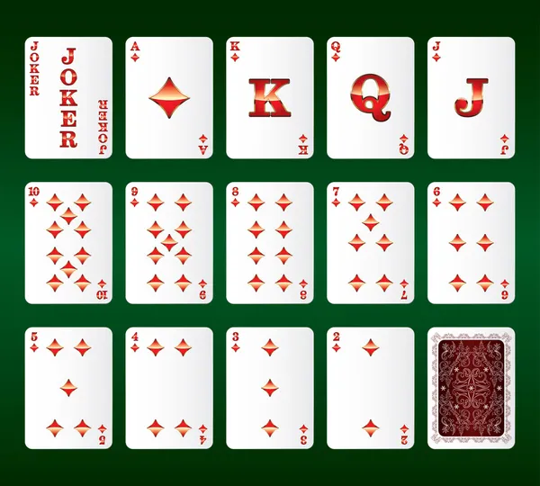 Jugando a las cartas vector. Todos los diamantes — Vector de stock