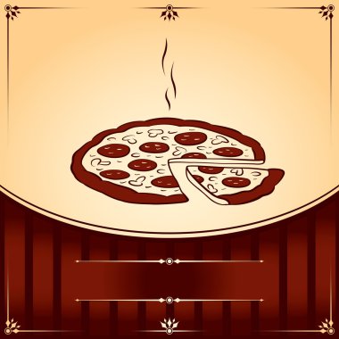 sıcak pizza. metin için yer ile vektör grafik illüstrasyon