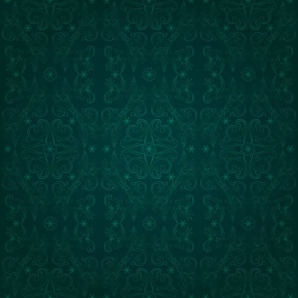 Motif floral vintage sans couture sur un fond vert — Image vectorielle