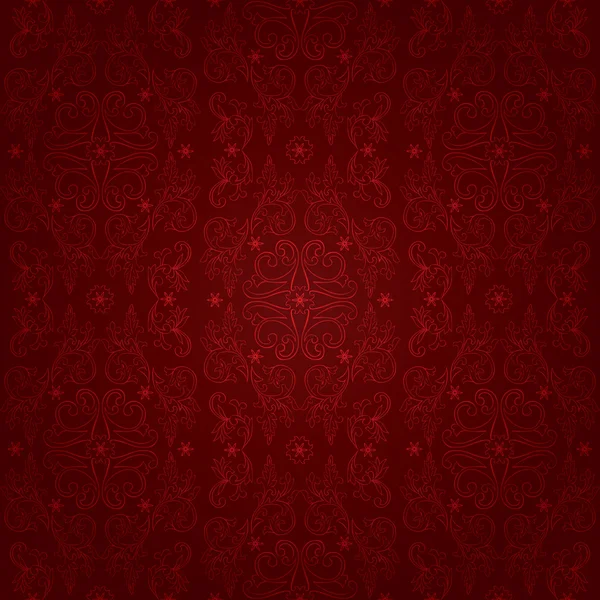 Floral vintage seamless pattern on a red background — Stock Vector