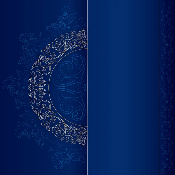 Or motifs floraux vintage sur fond bleu — Image vectorielle