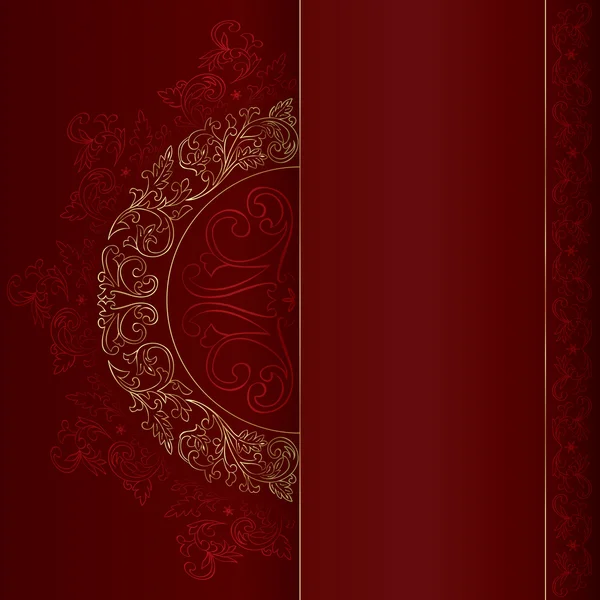 Золотые винтажные цветочные узоры на красном фоне — стоковый вектор