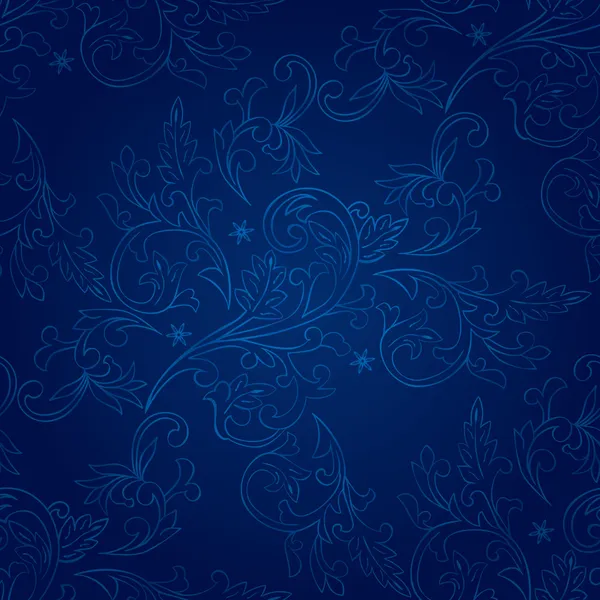 Vintage floral seamless pattern on blue — Stock Vector