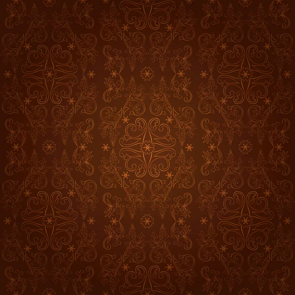 Vintage floral seamless pattern on brown — Stock Vector