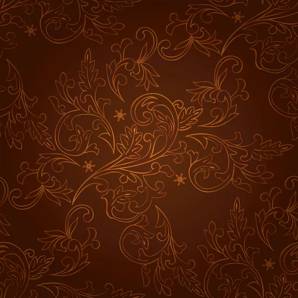 Vintage floral seamless pattern on brown — Stock Vector