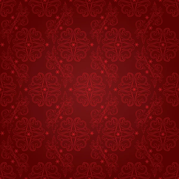 Vintage patrón floral sin costura en rojo — Vector de stock