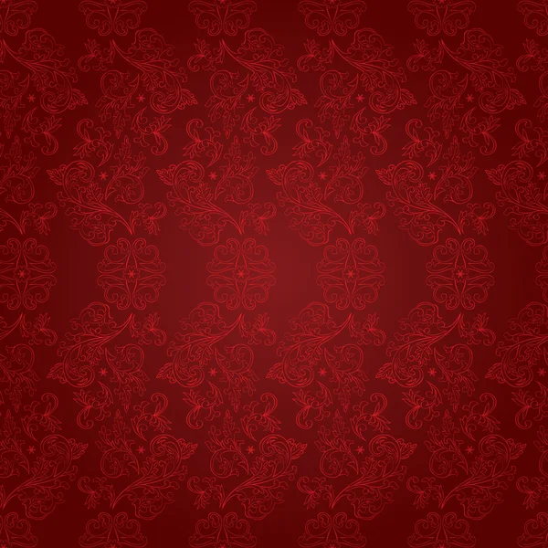 Vintage floral seamless pattern on red — Stock Vector