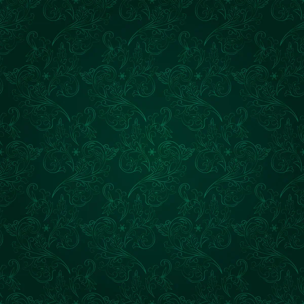 Patrón sin costura floral vintage en verde — Vector de stock