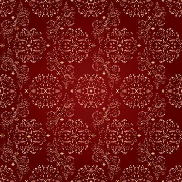 Patrón floral vintage sin costuras sobre fondo rojo — Archivo Imágenes Vectoriales