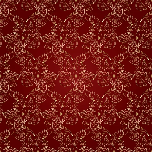 Patrón floral vintage sin costuras sobre fondo rojo — Vector de stock