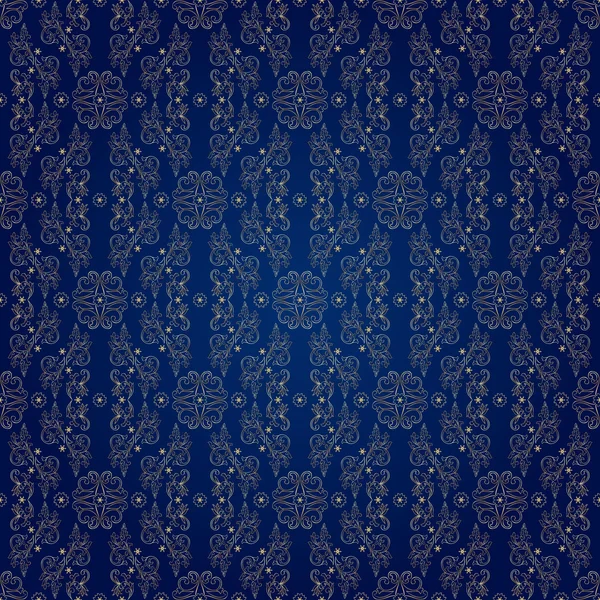 Floral vintage seamless pattern on blue background — Stock Vector