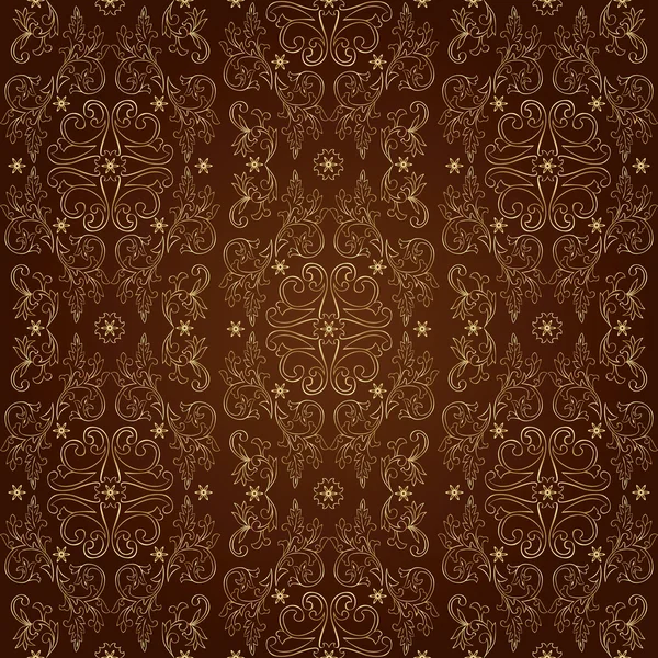 Motif floral vintage sans couture sur fond marron — Image vectorielle