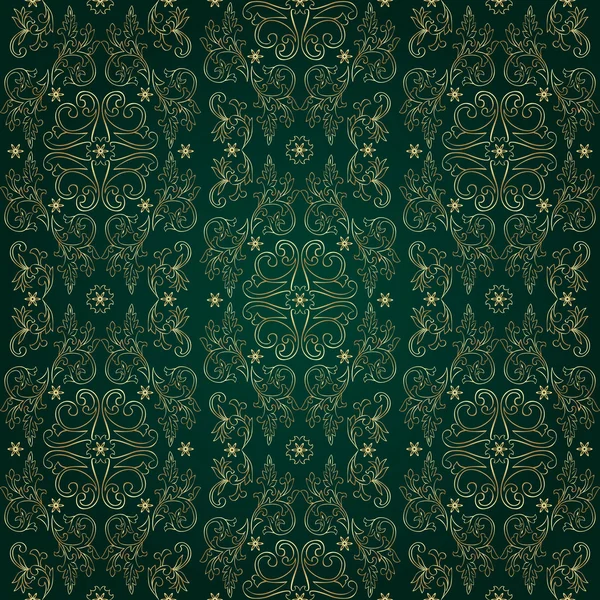 Motif floral vintage sans couture sur fond vert — Image vectorielle
