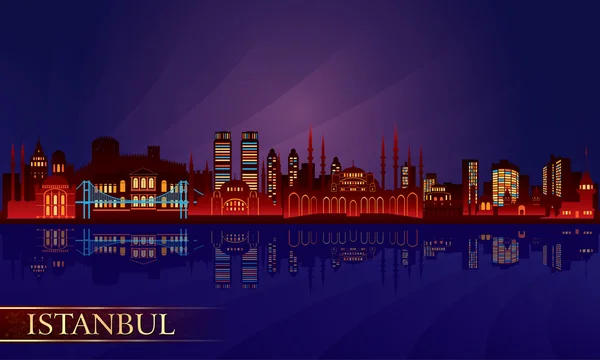 Ciudad de Estambul horizonte nocturno — Archivo Imágenes Vectoriales