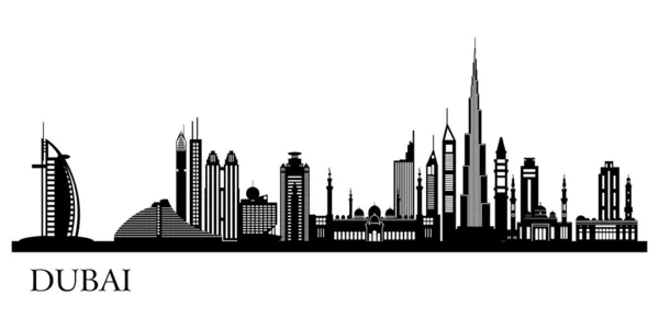 Dubai City skyline detailed silhouette — Stock Vector