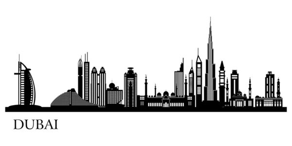 Dubai City skyline silhueta detalhada Vetores De Bancos De Imagens Sem Royalties