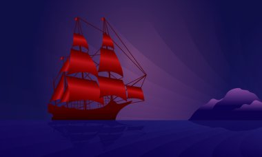 yelkenli gemi üzerinde gece manzarası