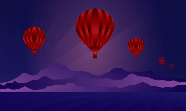 Αερόστατο στον ουρανό νύχτας — Διανυσματικό Αρχείο