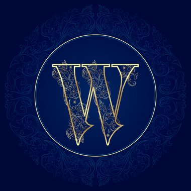 Vintage çiçekli alfabe, harf w