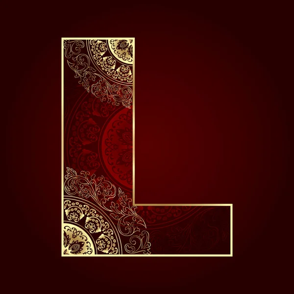 Vintage alphabet with floral swirls, letter L — Stock Vector