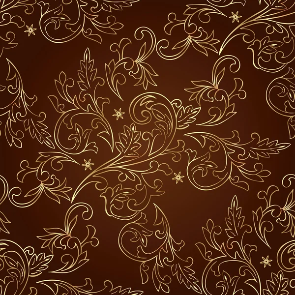 茶色の背景に花柄のビンテージ シームレスなパターン — ストックベクタ