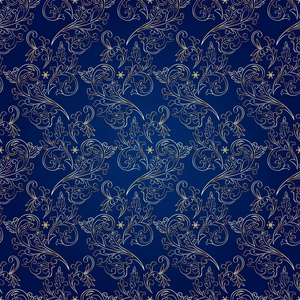 Padrão sem costura vintage floral no fundo azul — Vetor de Stock