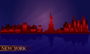 New york gece şehir manzarası detaylı siluet